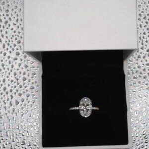 Ruruluya Oval Cut Simulated Diamond 18K Gold over Sterling - Size 6.25